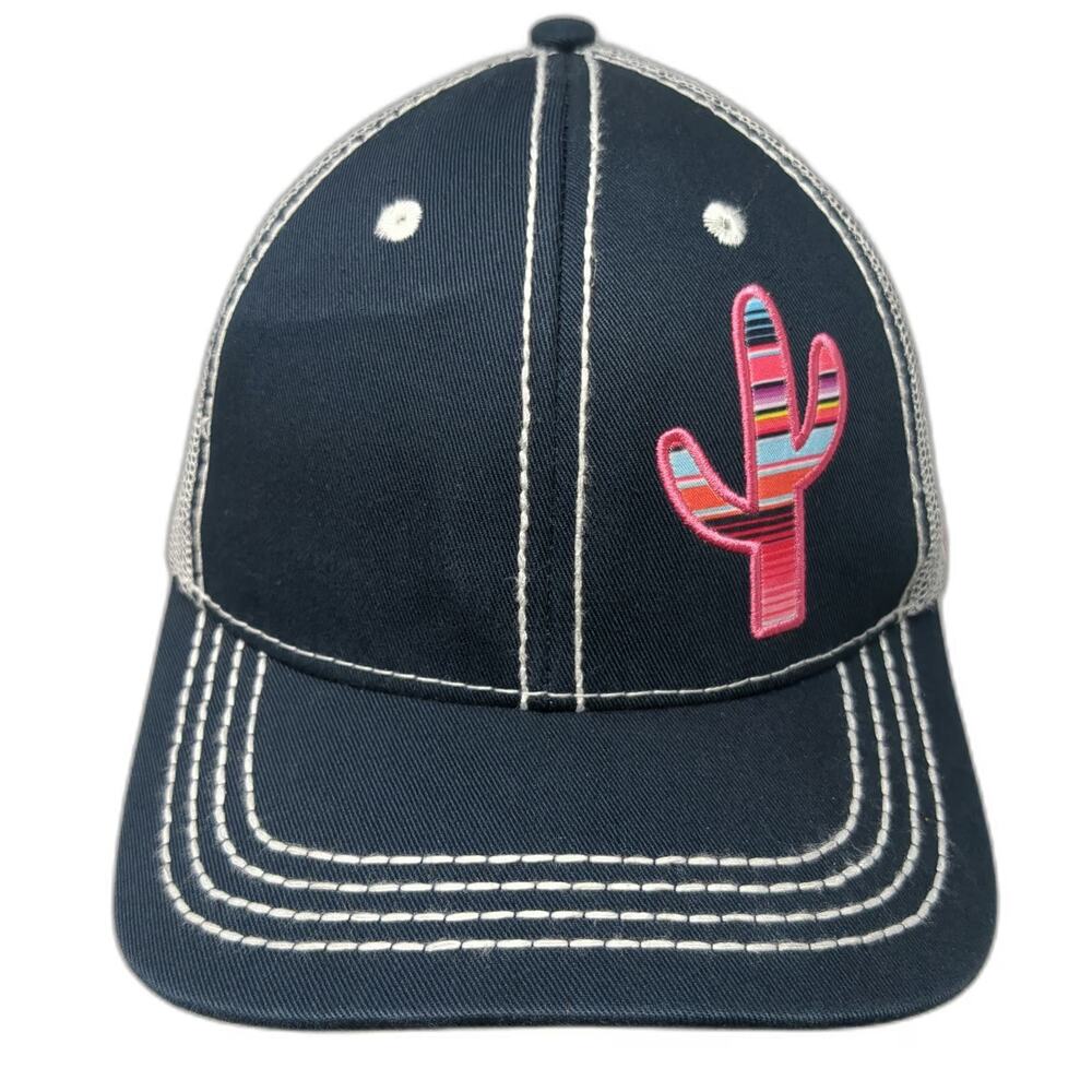 Ariat Trucker Hat Blue One Size Mesh Snapback Cactus Serape Contrast Stitching